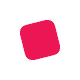 A solid crimson diamond, with rounded corners, rotated slightly