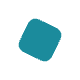 A solid teal diamond, with rounded corners, rotated slightly